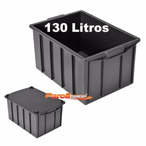 Caixa Plástica 130 Litros Fechada Com Tampa - Caixa 1010