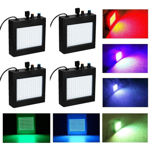 4 Pçs Strobo Jogo De Luz 108 Leds Rgb Sensor De Batidas