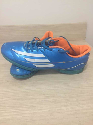 Chuteira adidas F5 Futsal Azul E Laranja Original 43 Usada