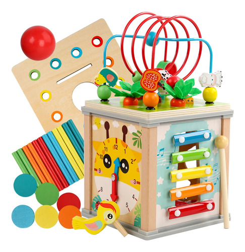 Bloques Con Formas Montessori, Cubo De Actividades Para Bebé