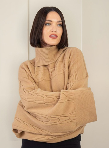 Sweater Polerón Crop Mangas Anchas Y Trenzas 963 Nis