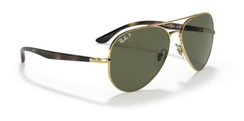 Lentes De Sol Ray Ban Rb3675 001/58 Dorado Polarizado Lente Verde Polarizado Varilla Havana Armazón Dorado 001/58 Diseño Solar