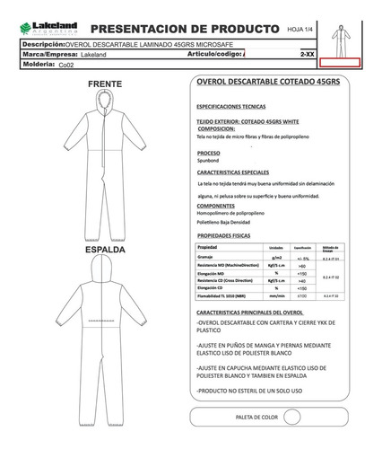 Buzo Desechable Blanco Xxl Caja 80 Unidades