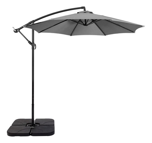 Ombrelone Guarda Sol P Praia E Jardim 3 Metros Com Base 60l Cor Grafite Lisa