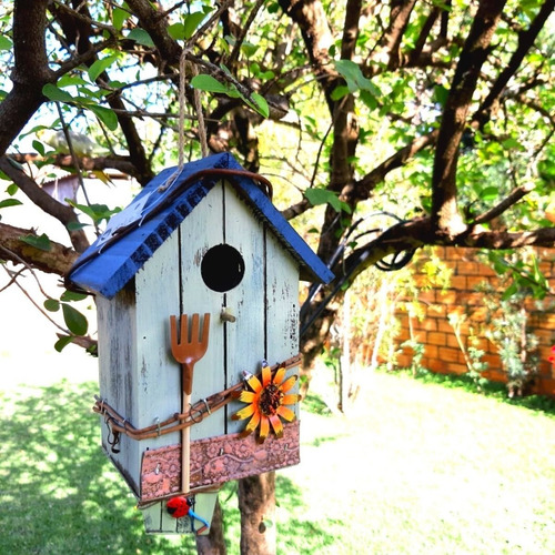Casinha De Passarinho Madeira Decorativa Girassol