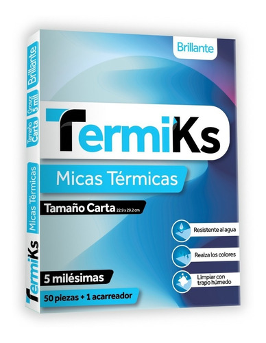 Mica Termica Tamaño Carta 5ml Termiks (50 Pzs + Acarreador)
