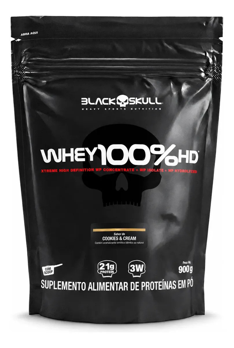 Whey 100% HD Black Skull 900g Cookies & Cream Refil