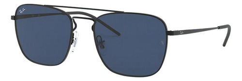 Óculos de sol Ray-Ban RB3588 Standard armação de metal cor matte black, lente blue de policarbonato clássica, haste matte black de metal