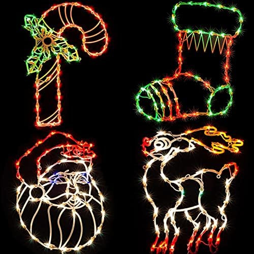 Luces De Navidad Paquete De 4 Luces Led De Silueta De Ventan