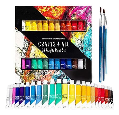 Crafts 4 All Acrylic Paint Set - Paquete De 24 Suministros D