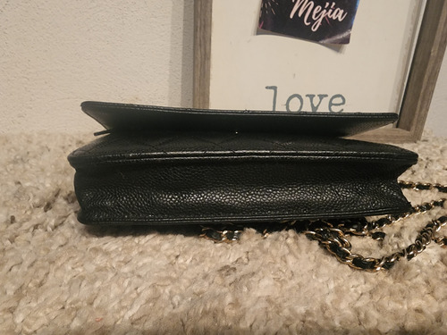 Bolsa Chanel Original Woc Wallet On Chain Crossbody Usada Negro Lisa Oro Negro (Usado)