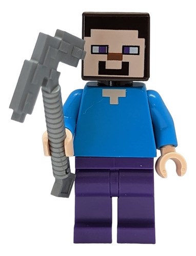 Minifigura De Steve Con Pico Lego Minecraft 4.32 Cm