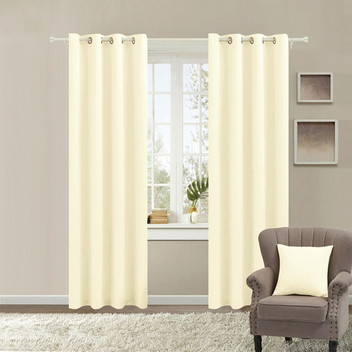 1 Panel Cortina Blackout Gruesa Con Ojales 135x230 Cm Lisa Crema