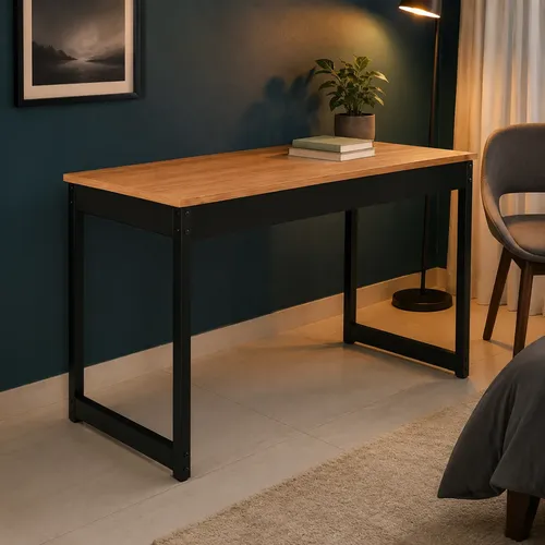 Mesa De Escritório Industrial 90cm Com Tampo Mdp Resistente