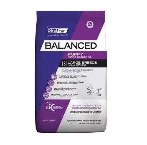 Alimento Vitalcan Balanced Dog para perro cachorro de raza grande sabor mix de 15 kg