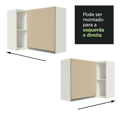 Aéreo Canto Madesa Smart 100% Mdf Com 1 Porta E Adega Bc Cor Branco/Crema