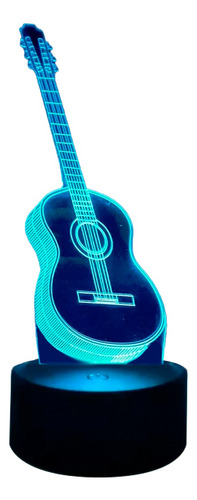 Lámpara 3d Diseño De Guitarra Acustica Base Negra