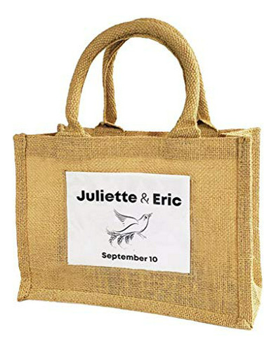 Pequeño De Arpillera De Yute Bolsa De Regalo De Boda Favor W