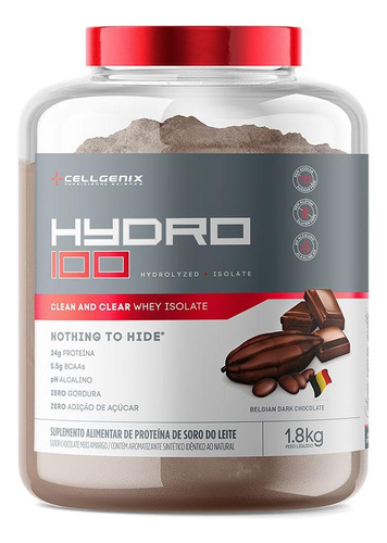 Hydro 100 Whey Protein Isolado 1.800 Kg -  Cellgenix Sabor Morango