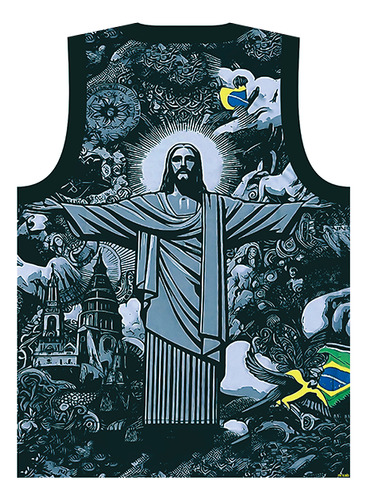 Franelilla Brasil Cristo Redentor Manga Cero