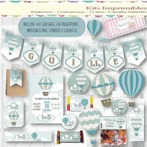 Comprar Kit Imprimible Retro Vintage Cumple Bautismo Candy Bar Deco