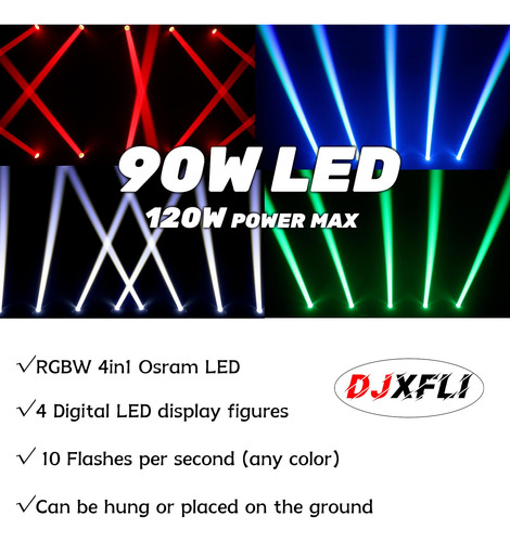 Cabeza Móvil Led 90w Luces Dj 2 Paquetes Rgbw Dmx Para Fiest