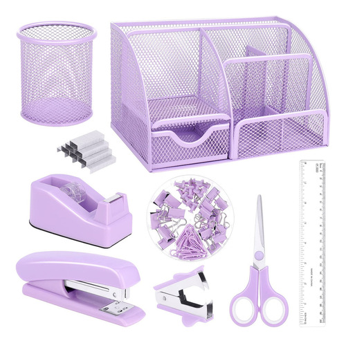 Organizador De Escritorio Morado 7 Compartimentos Con Grapad