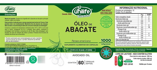 Kit 3 Óleo De Abacate 60 Cápsulas Unilife