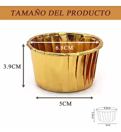 50 Capacillos Para Cupcakes Dorado Utensilios De Reposteria