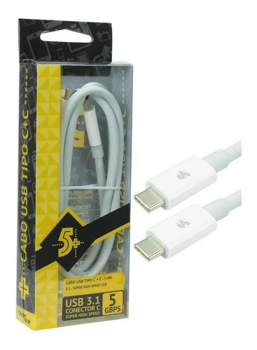 Imagem 1 de 1 de Cabo Usb Tipo C Macho 1,20 Metros Usb 3.1 Até 5 Gbps