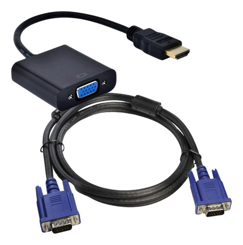 Kit Adaptador Hdmi Vga Tv Monitor Projetor Datashow + Cabo