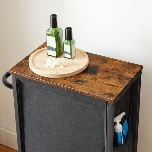 Cesto De Ropa Hoobro Slim Con Tapa, 42 L, Con Ruedas, Marrón