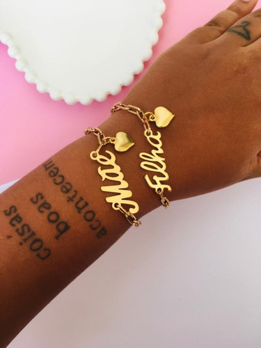 Imagem 6 de 6 de Pulseiras Feminina Dourada Mãe E Filha