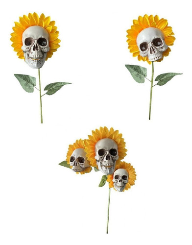 3 Uds Simulación Girasol Calavera Jardín Decoración