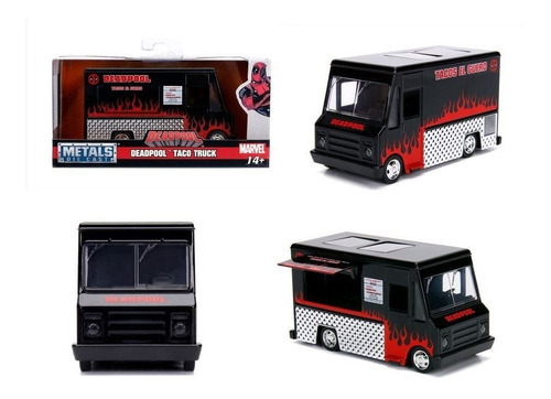 Miniatura de camión de comida Deadpool Jada 1:32 en color negro
