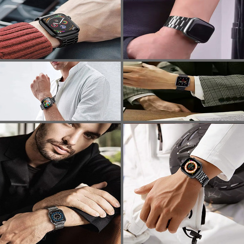 Correa Metalica Classic Para Apple Watch + Herramienta Negro 38/40/41 Mm 2.2 Cm