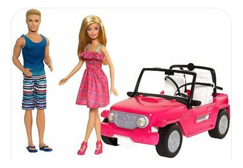 Jeep Auto De Playa Barbie Y Ken