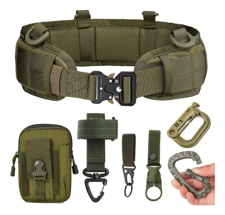 8pcs Cinturon Tactico Militar Ajustable Durable Negro/verde Color Verde Talla Único