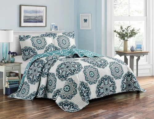 Imagen 1 de 5 de Cubrecama Quilt Cover Reversible +fundas Twin Kelowna D1