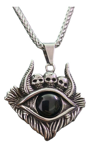 Collar Ojo Demonio Negro Acero Quirurgico 316l Negro