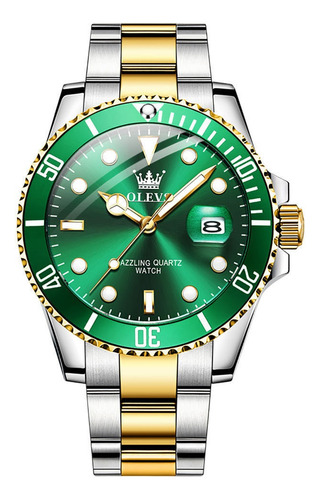 Reloj Elegante De Lujo Olevs Submariner Hulk