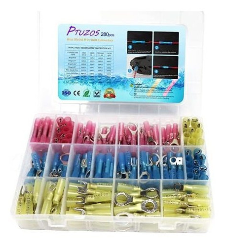 280 Pcs Kit De Conector De Alambre Térmico De Calor Ai...