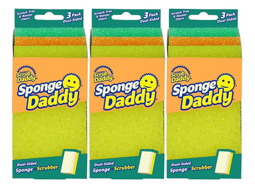 Sponge Daddy 3 Cajas De 3 Esponjas C/u  Fibra+esponja