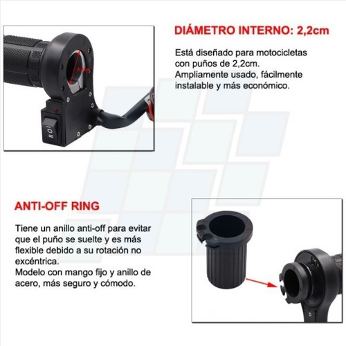 Imagen 7 de 10 de Puños Calefaccionados Termicos Moto No Cubre Puños 22mm