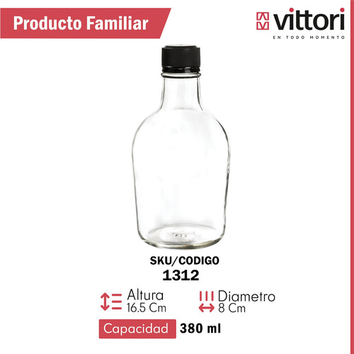 Caja 12 Piezas Botella De Vidrio Herencia 375ml