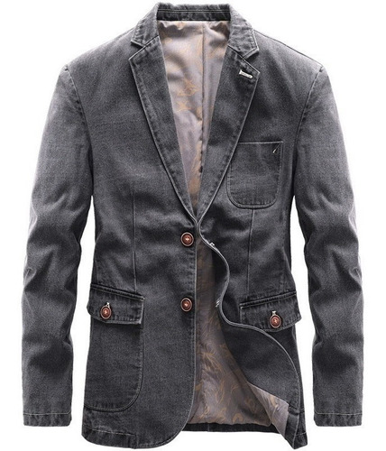 Blazer De Mezclilla Casual De Algodón Para Hombre