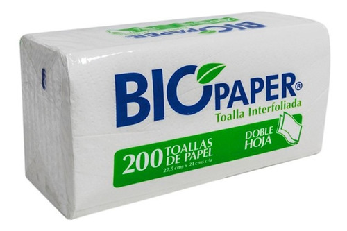 Imagen 1 de 1 de Toalla Interfoliada Biopaper D/h 200 X 18 Paquetes