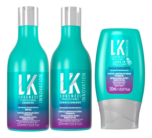 Kit Lokenzzi Ondas Marcantes Shampoo Condicionador Leave In