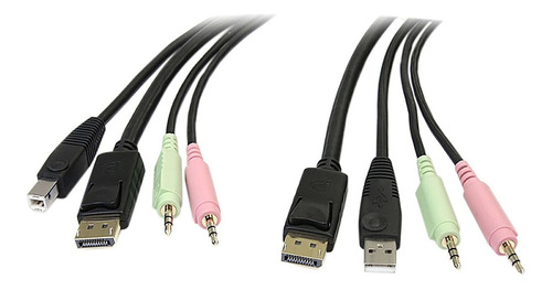 Startech.com Cable Conmutador Kvm Usb Displayport 4 En 1 De