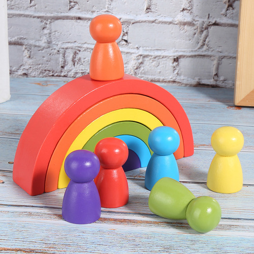 Juguetes Educativos Arcoíris Para Niños Apilables De Madera